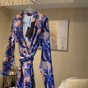 Nude Floral Wrap detail dress